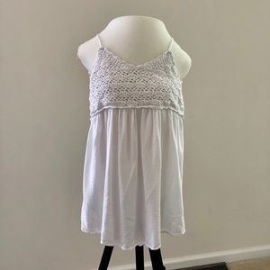 White Sleeveless Top with Lace Detailing